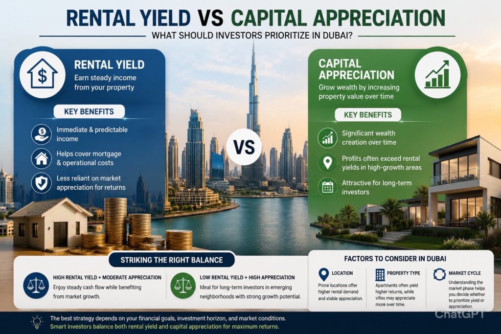 Rental Yield vs Capital Appreciation Dubai