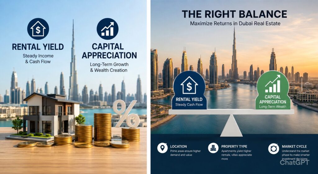 Rental Yield vs Capital Appreciation Dubai