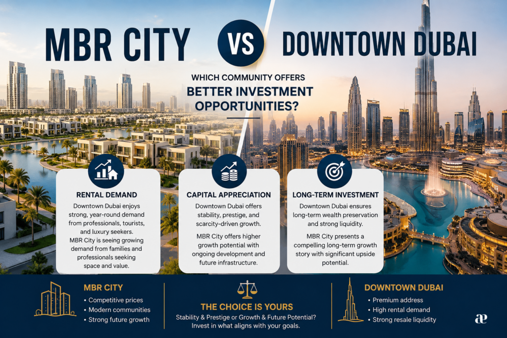 MBR City vs Downtown Dubai
